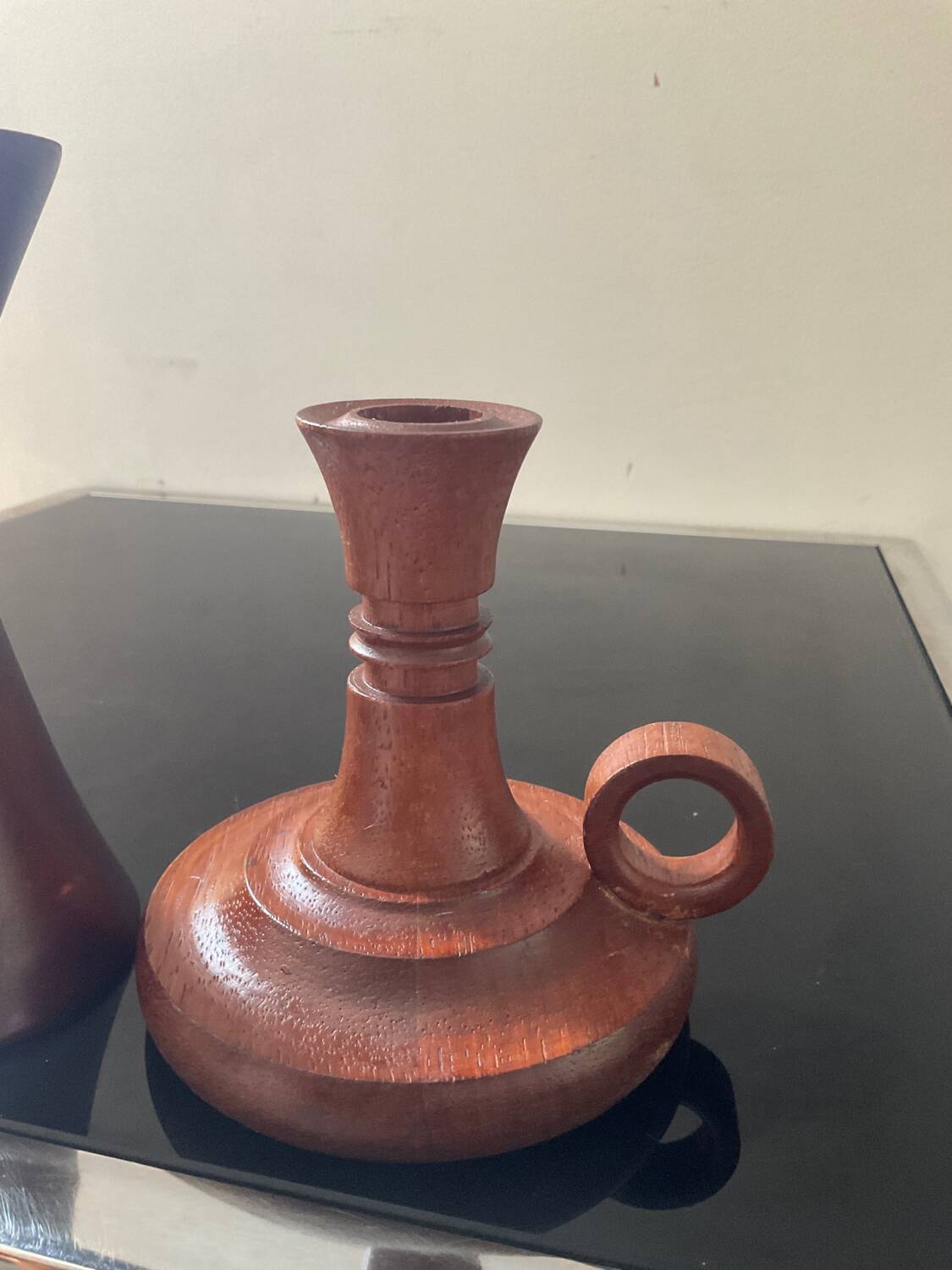 Set of 4 Scandinavian teak candlesticks