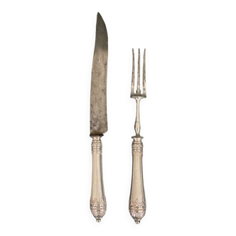 Silver leg of lamb set with Minerva hallmark, Louis XVI style, 19th century