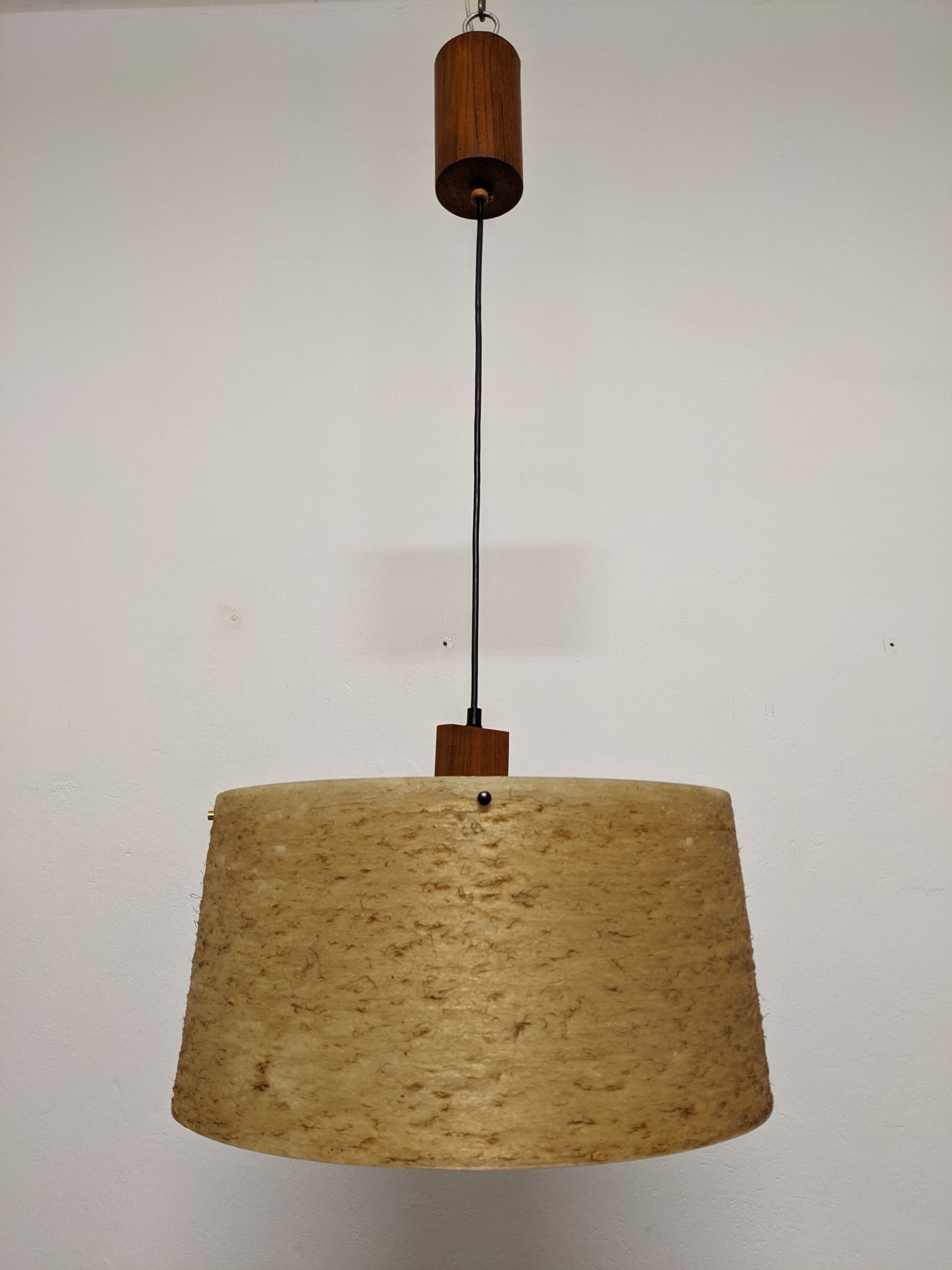 Danish teak and fiberglass pendant lamp from the 50s/60s