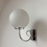 Pair of chrome and opaline metal wall lamps