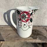 Coloured vintage Art Deco pitcher in St Amand earthenware.