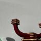Art Deco burgundy red ceramic candlestick