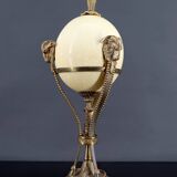 Neoclassical Lamp, Ostrich Egg & Bronze Animal Mount, c. 1900