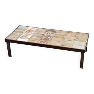 Table basse en acier et céramique Roger Capron