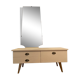 Vintage wooden dressing table with beveled mirror