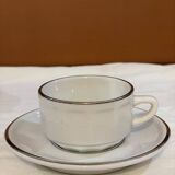 Four porcelain "bistro" cups and saucers