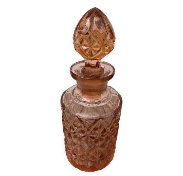 Pink art deco glass perfume bottle