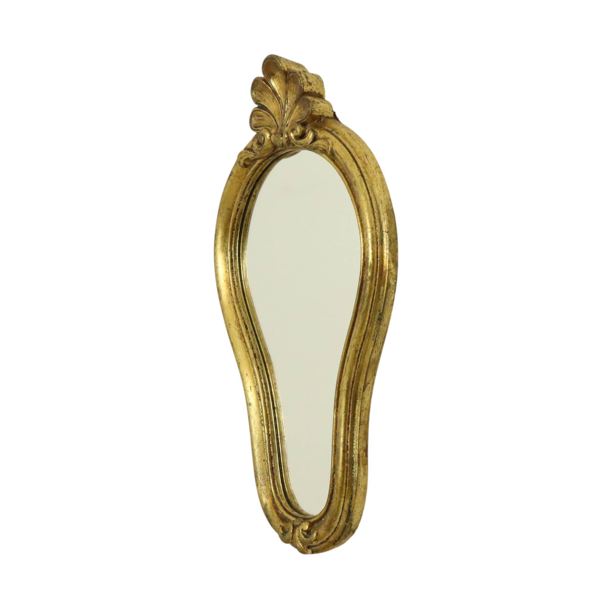 French Crested Mirror Gold Leaf Baroque Style Classic 48cm