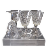 6 large wine glasses in semi-crystal from VMC in good condition.