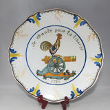 Geo Matel earthenware plate copy of old Nevers model 'I sing for freedom'