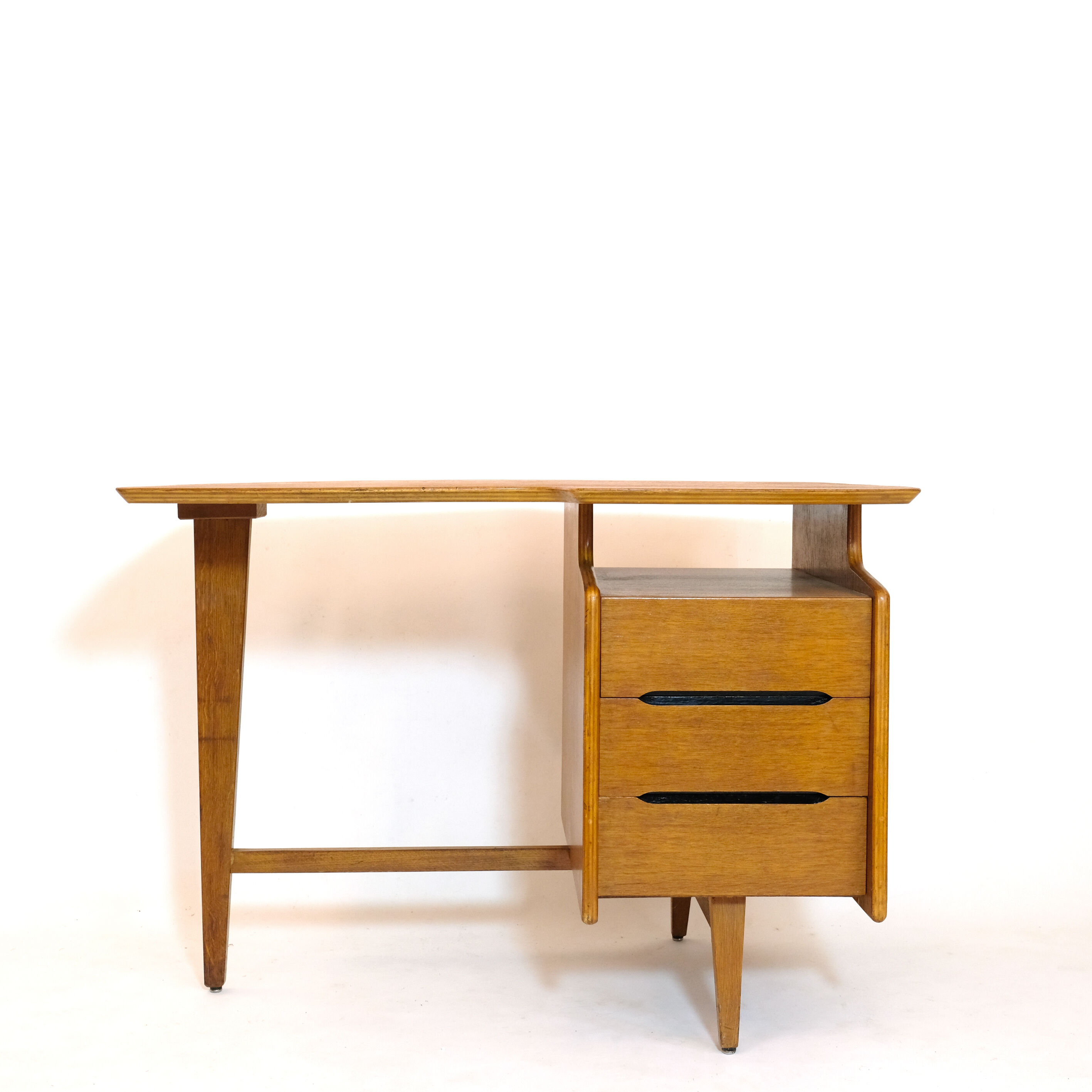 Jacques Hauville, tripod oak desk, 1950