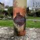 Legras vase in enameled glass with castle decoration