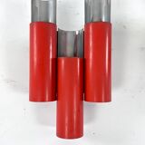 Set of 10 mid-century red and chrome wall lamps by Stilnovo, Italy 1970s