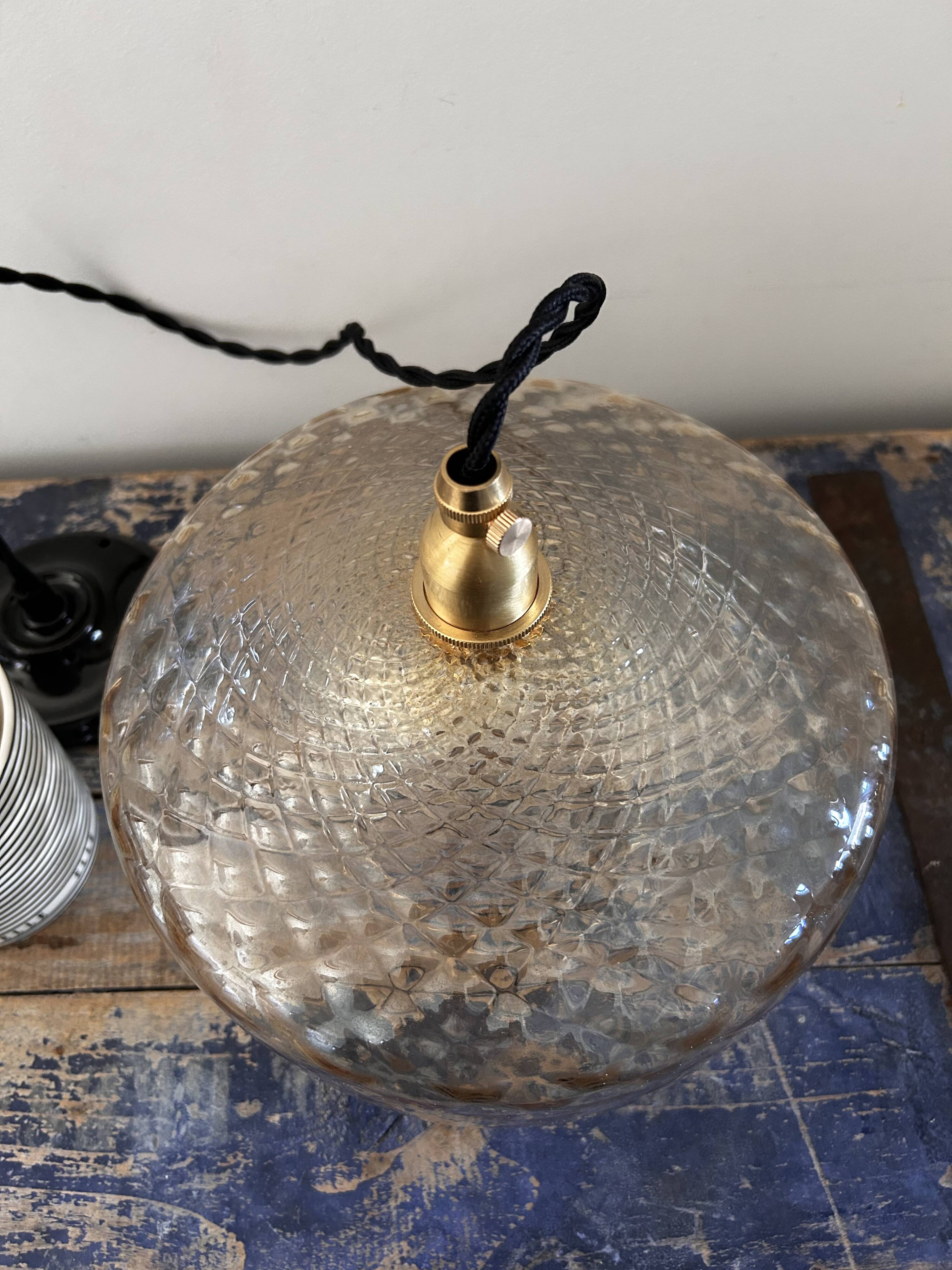 Vintage amber glass pendant light