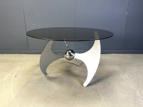 Table à manger ou table basse réglable ''Helix'' de Luciano Campanini, années 1970.