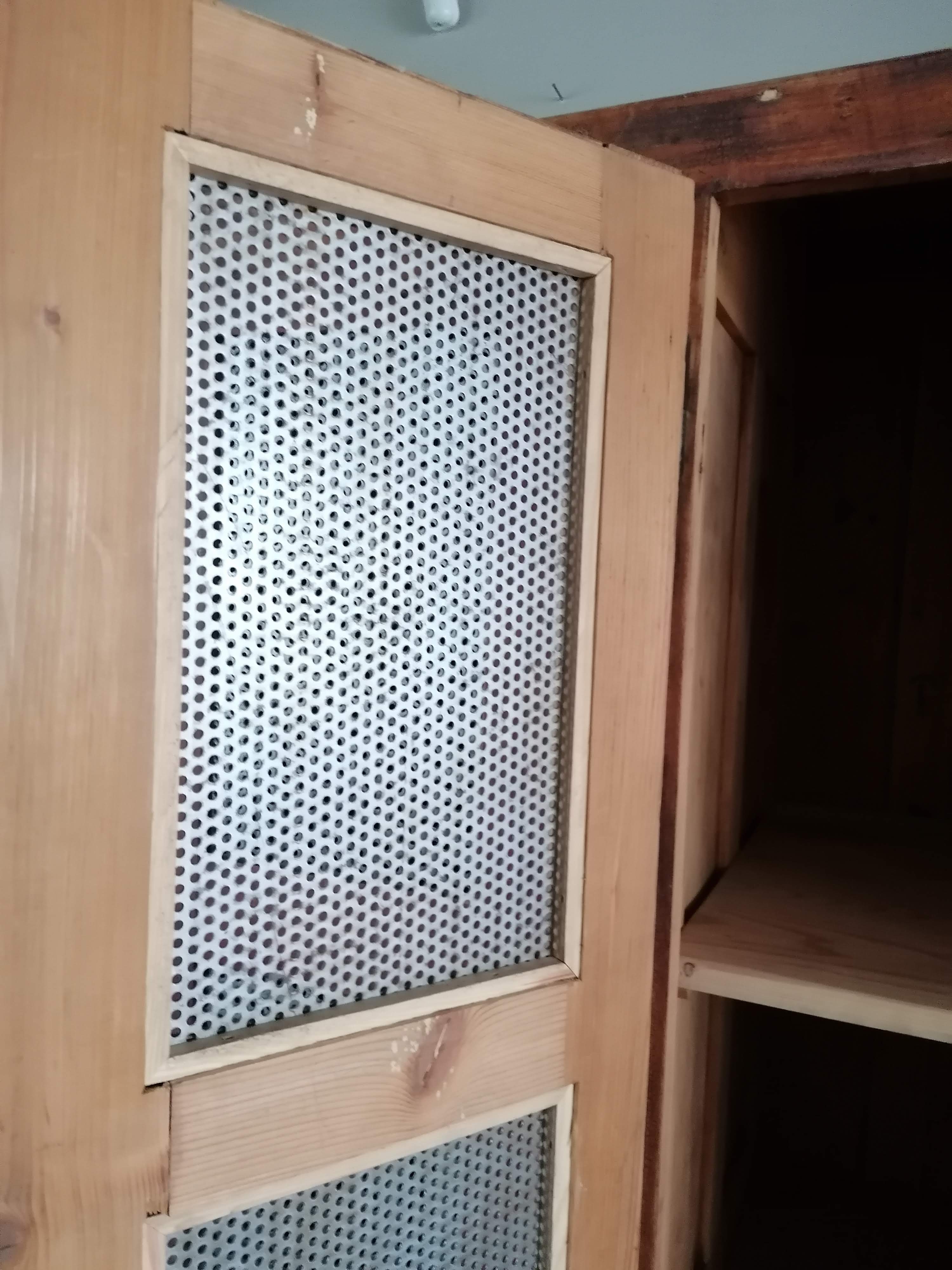 Vintage wooden wardrobe, 4 doors, cloakroom style.