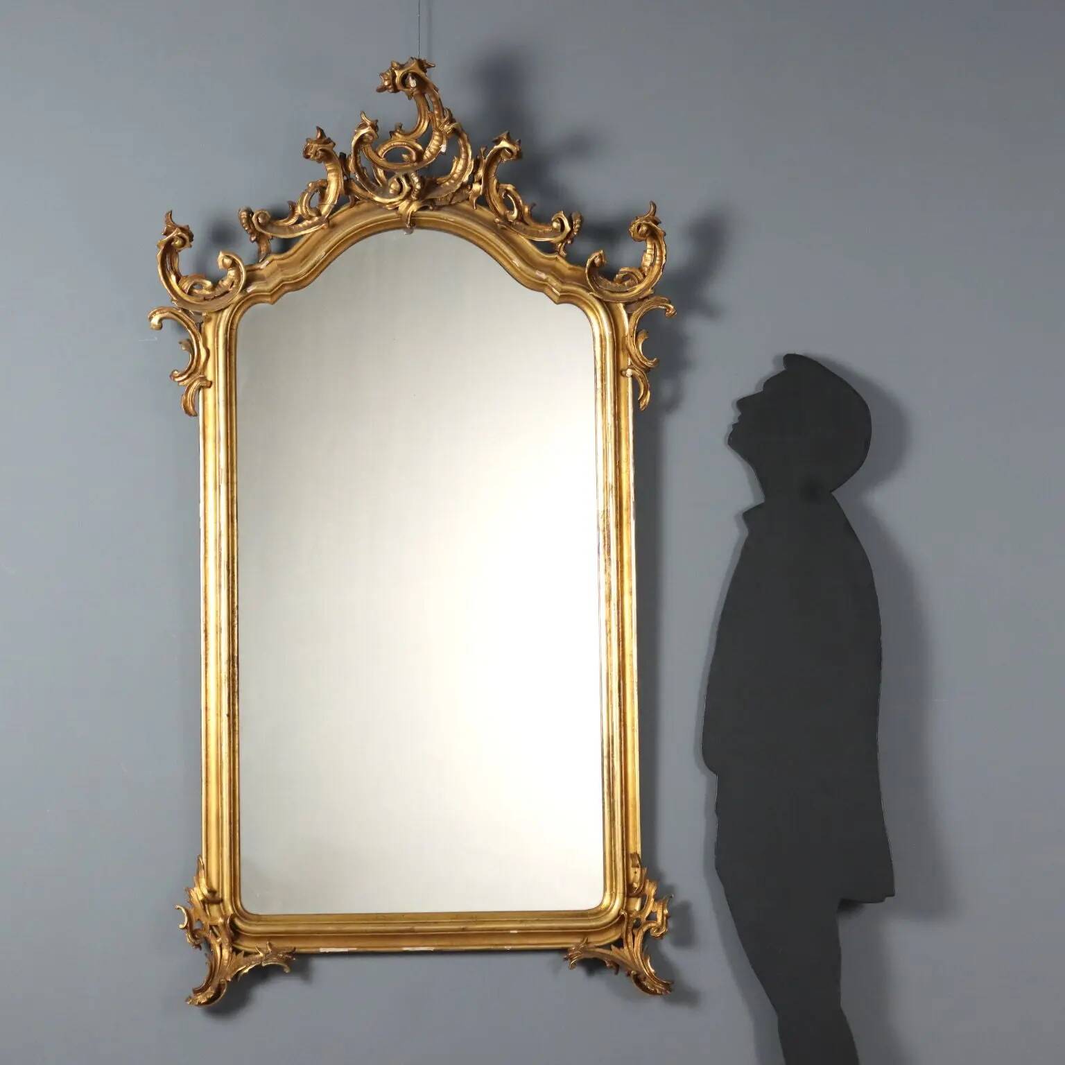 Antique gilded mirror in carved wood, Italy, 20th century