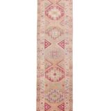 3x12 Rug For Kitchen Pale Red Pink Turkish Vintage Runner Rug 85x367Cm