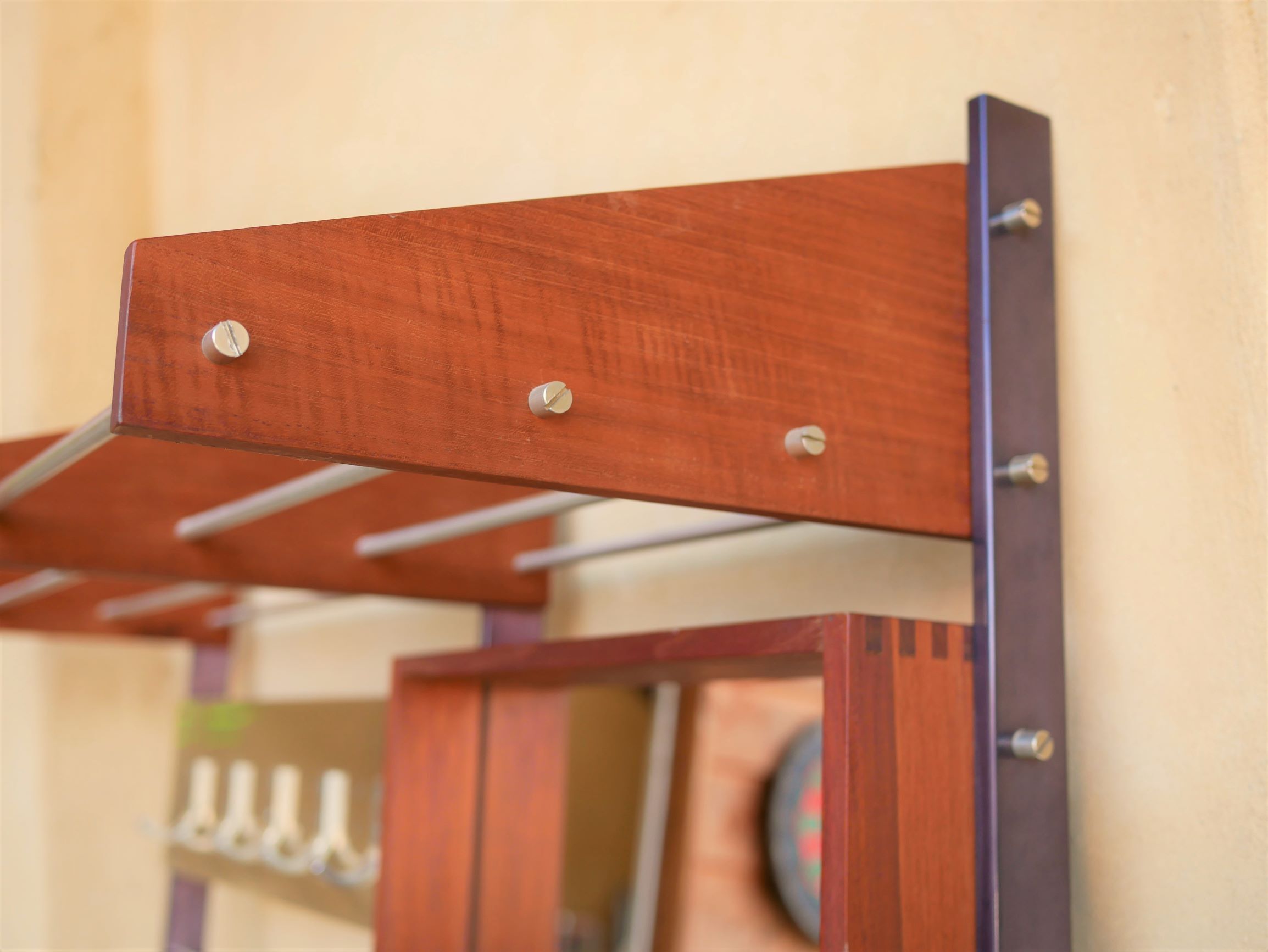 Vintage Scandinavian teak and aluminum coat holder