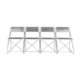 Minimalist Metal X-Line Chairs by Niels Jørgen Haugesen for Hybodan, 1970s, Set of 4