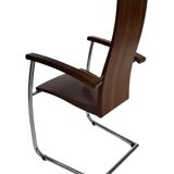 Ensemble vintage de quatre chaises design en hêtre massif chrome