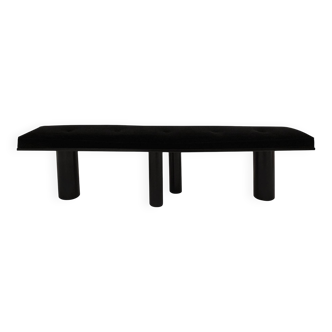 Contemporary Black Metal and Cotton Bench Designed by L.A Studio