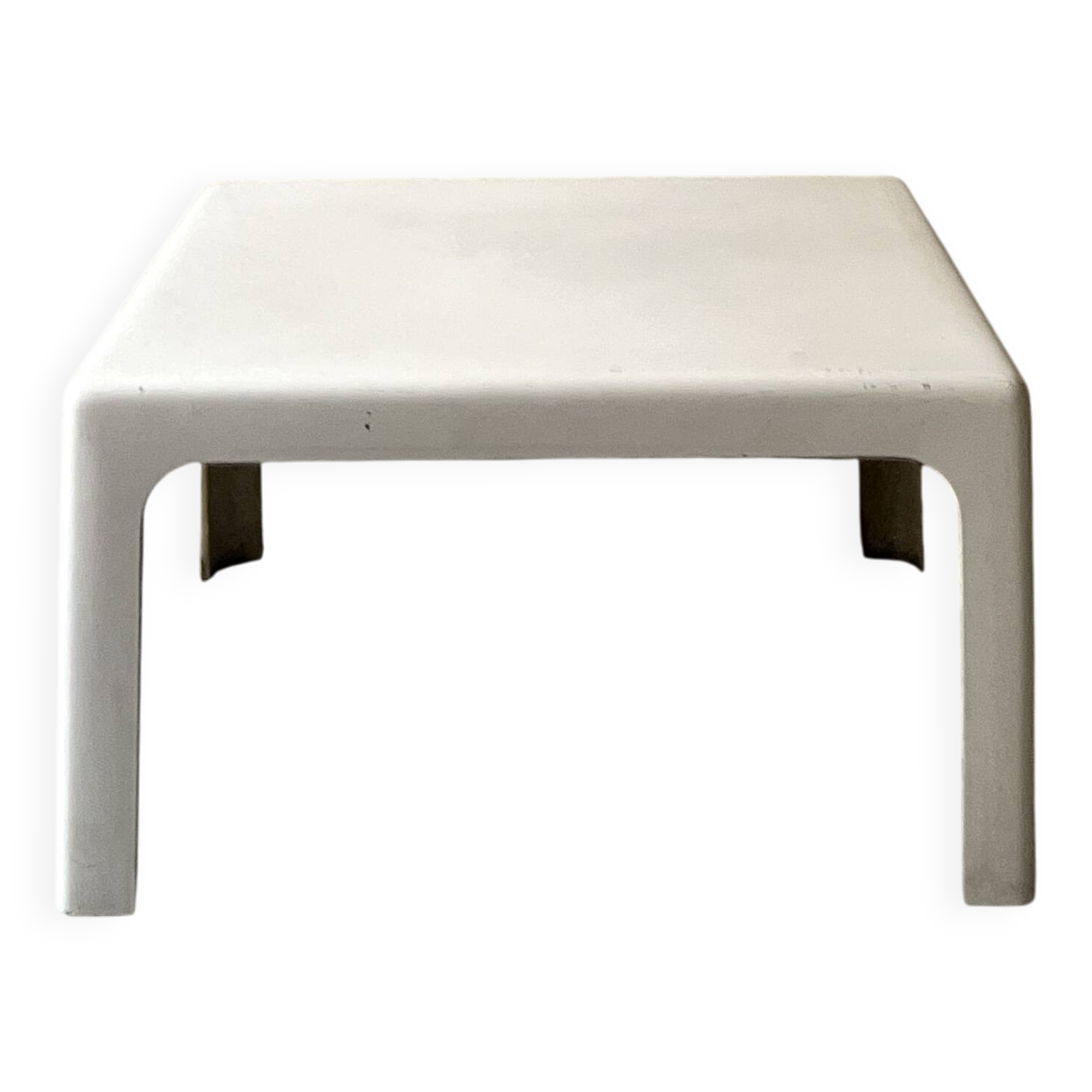 Square coffee table from Prisunic in white fibreglass, 1970s design.