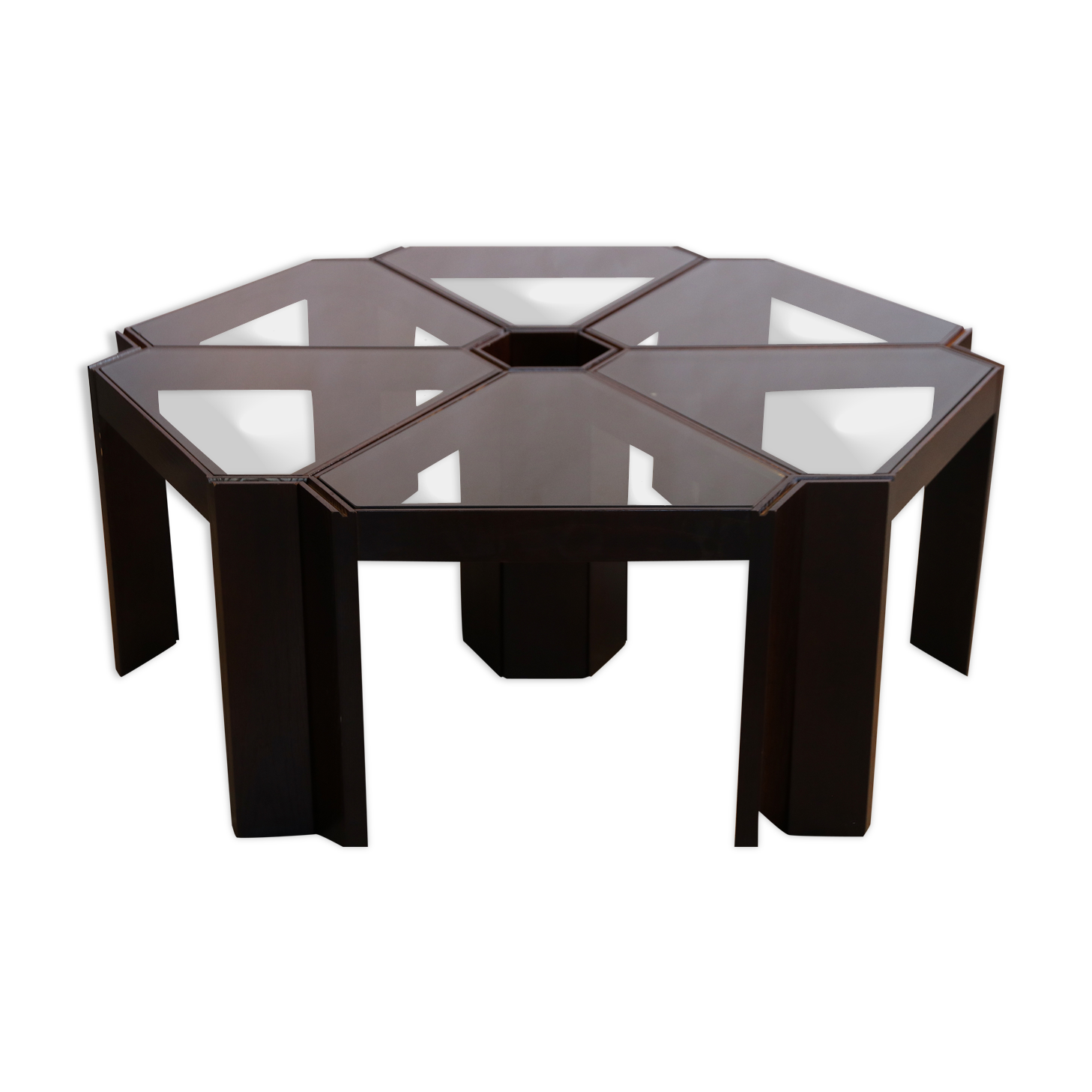 Lot of low tables Porada Arredi 6 modular pieces in wengé wood