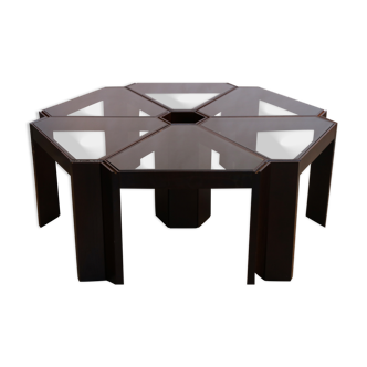 Lot de tables basse Porada Arredi 6 pieces modulaire en bois wengé