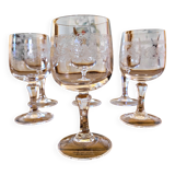 6 Verres vin rouge Cristal d'Arques Matignon, cristal gravé