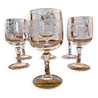 6 Verres vin rouge Cristal d'Arques Matignon, cristal gravé