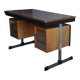 Bureau in Bauhaus mid-century style made of wood and black leather, Hungarian 1960s.