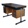 Bureau in Bauhaus mid-century style made of wood and black leather, Hungarian 1960s.