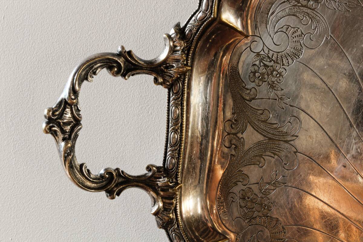 Large silver-plated serving tray, late 19th century.