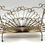 Vintage Magazine Rack in Gold Metal