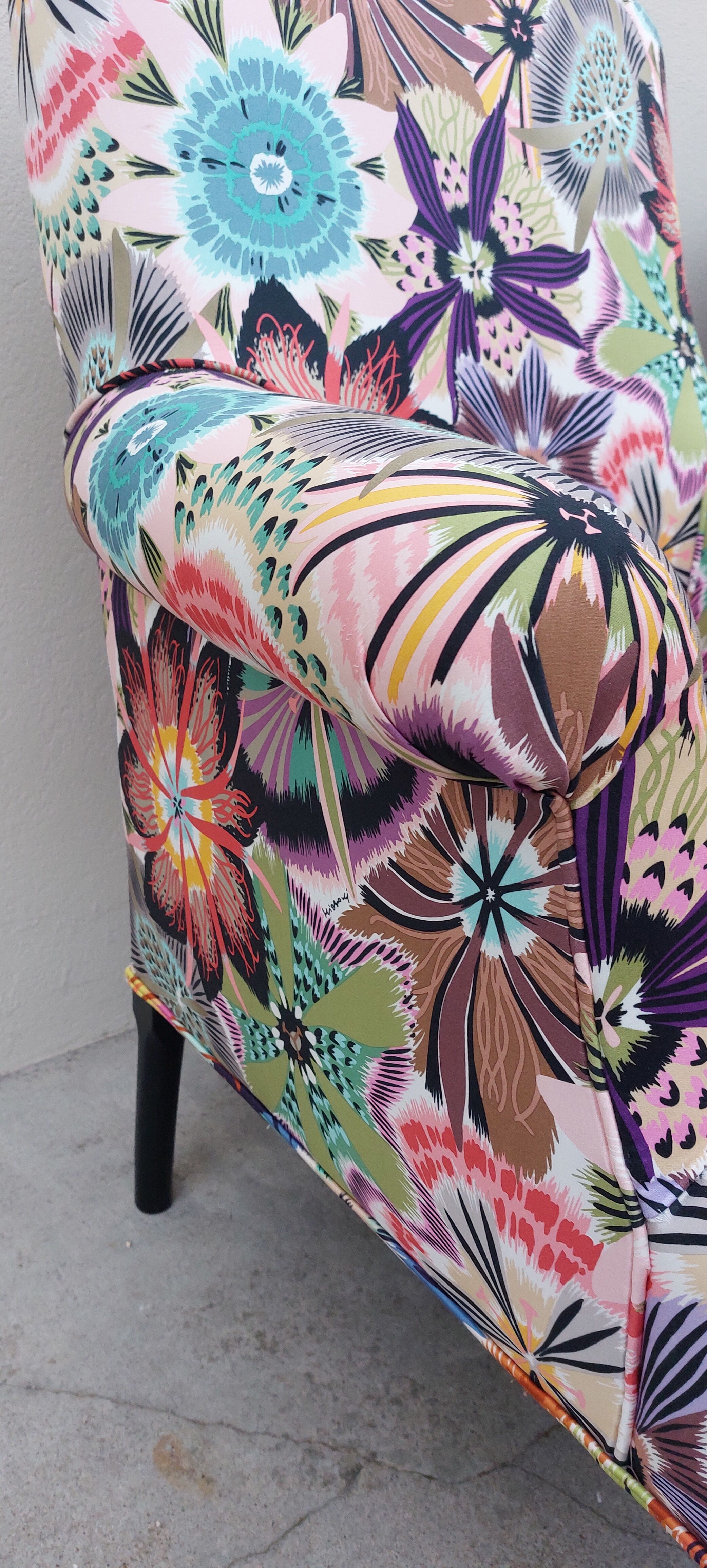 Pair of toad armchairs Napoleon III tapestry missoni italy