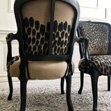 Restored Louis XV-style leopard convertible chairs