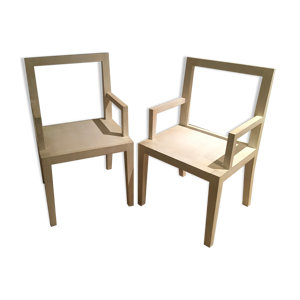 Paire de chaises cerusées