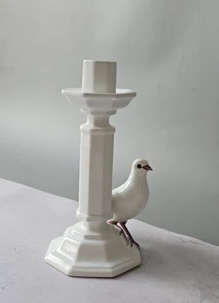 Vintage Costa Italy white ceramic candle holder - 1950s