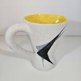 ceramic pitcher by Jacques Sagan with abstract patterns, Vallauris