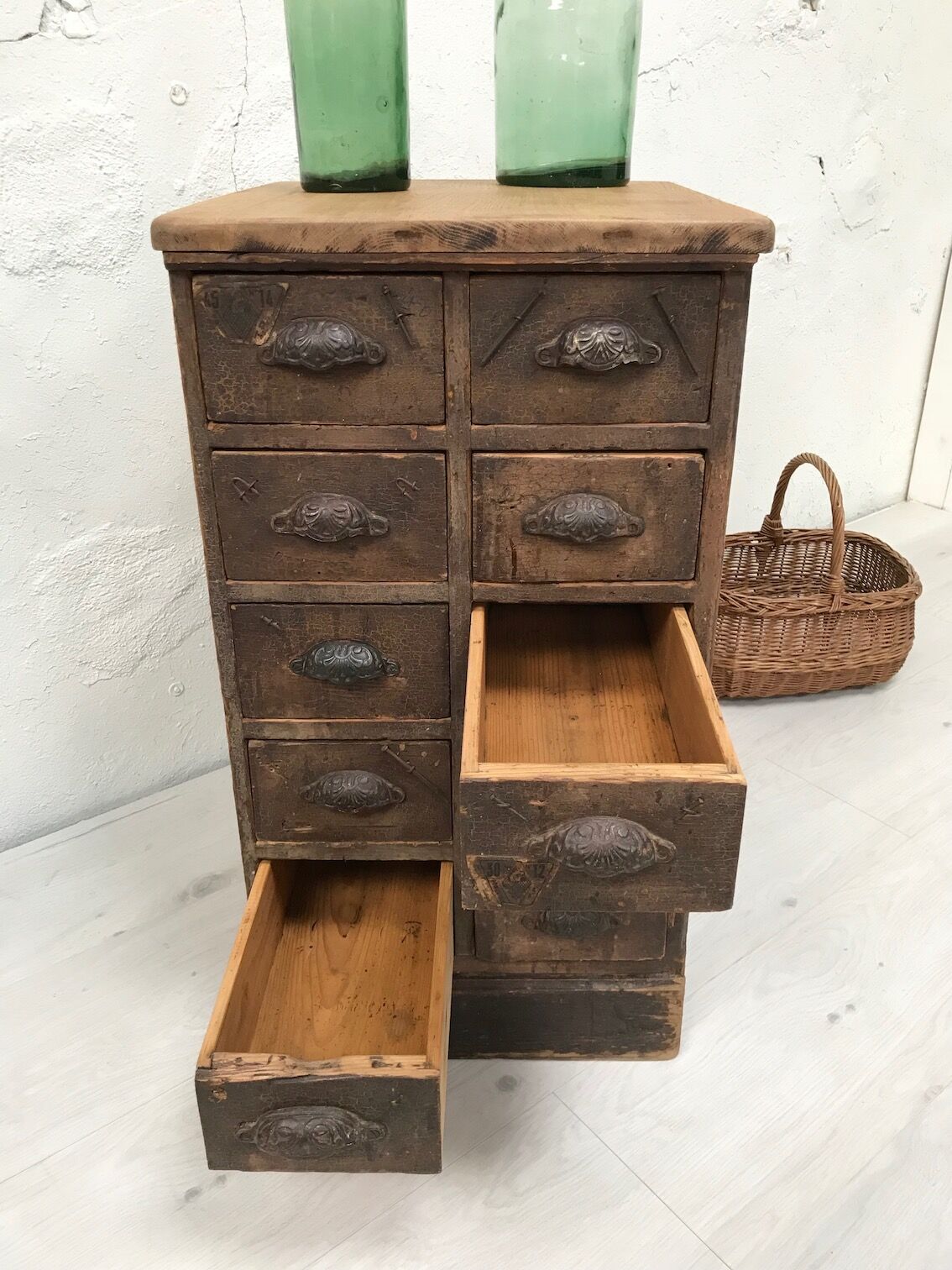 Wooden craft furniture with 10 drawers