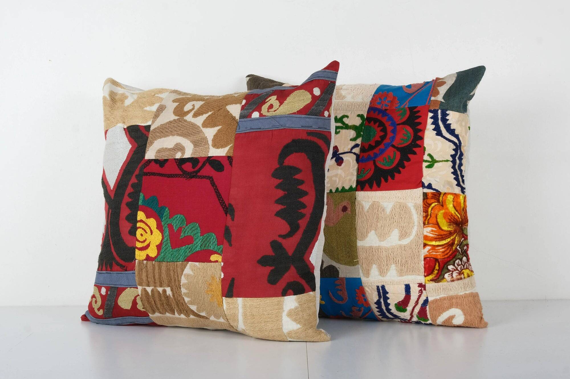 Set of 2 vintage embroidered cushion covers 46x48 cm