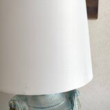Painted plaster lamp, new 2 M fabric cable, fabric lampshade