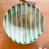 Green striped ceramic salad bowl
