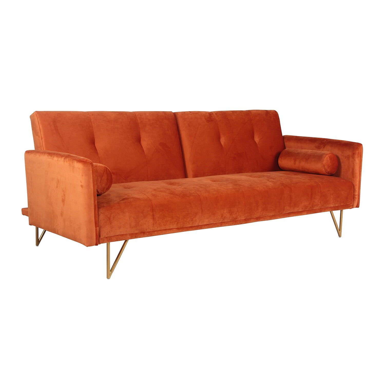 Orange velvet bed bed