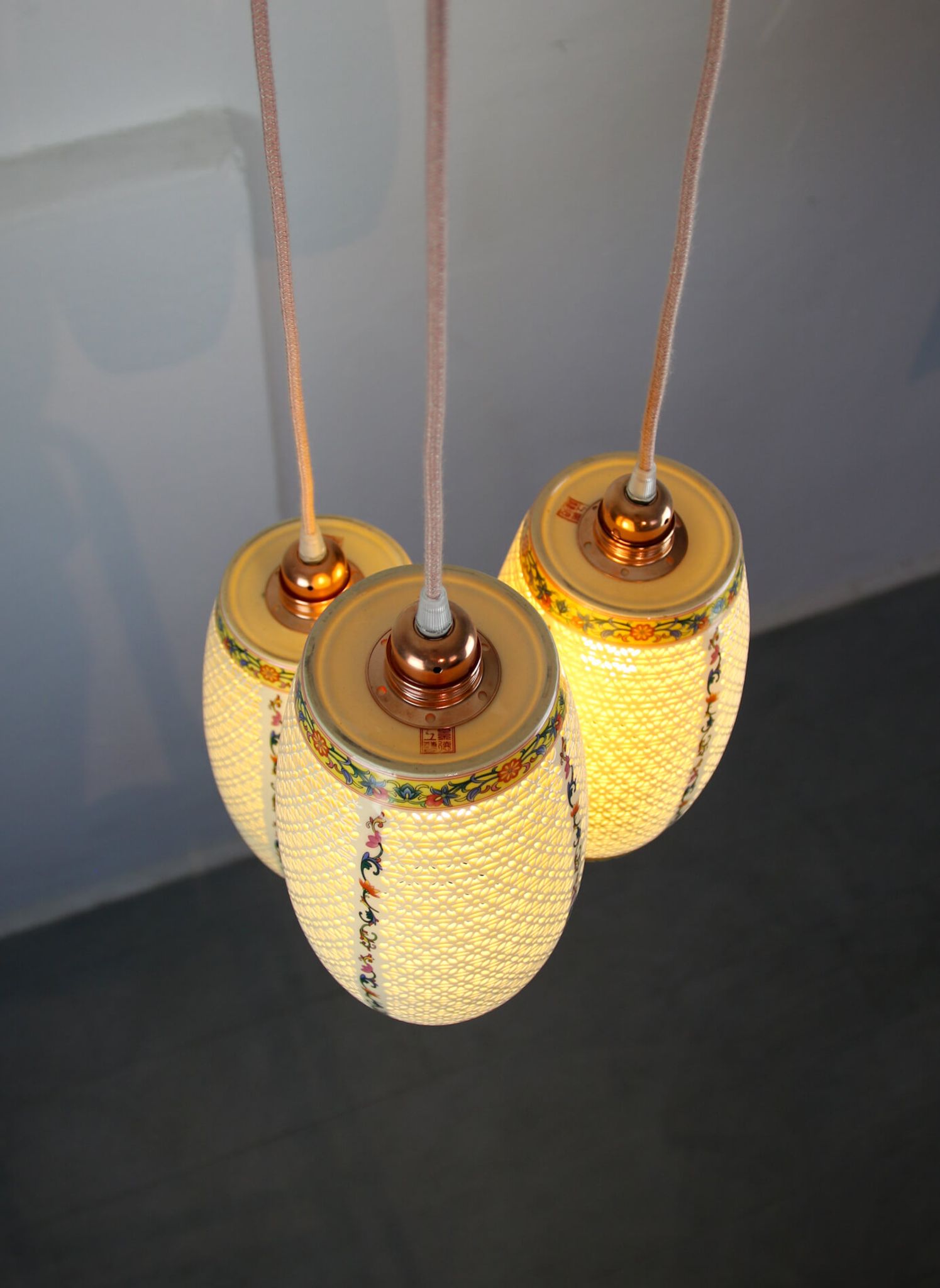 Ceramic pendant light 1980s, set of 3