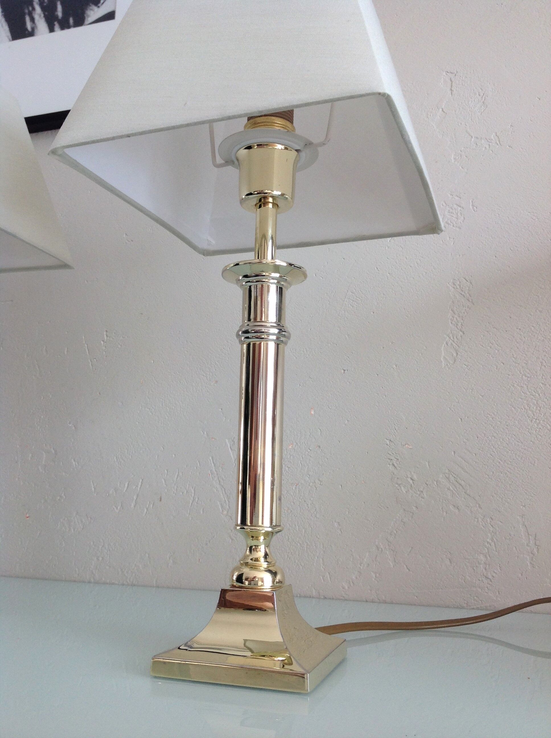 Pair of brass lamps art deco style 60s-70s
