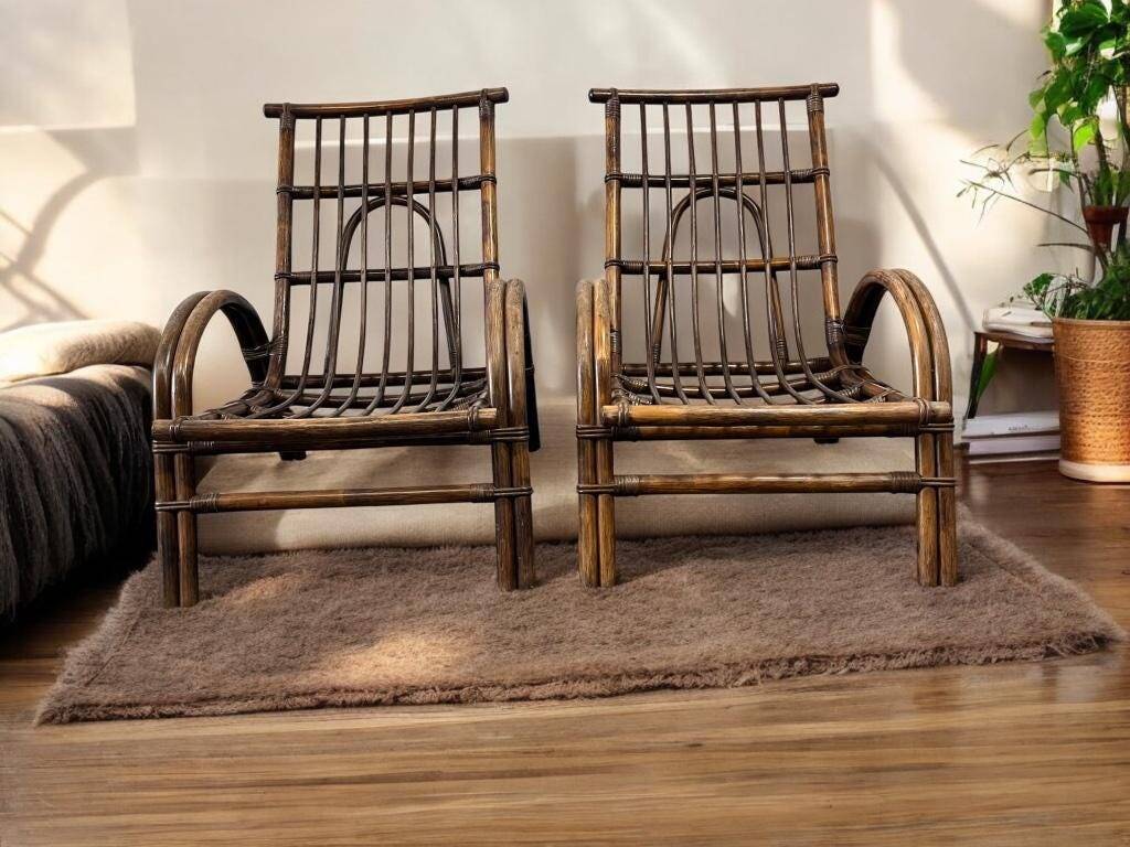 2 fauteuils vintage en rotin