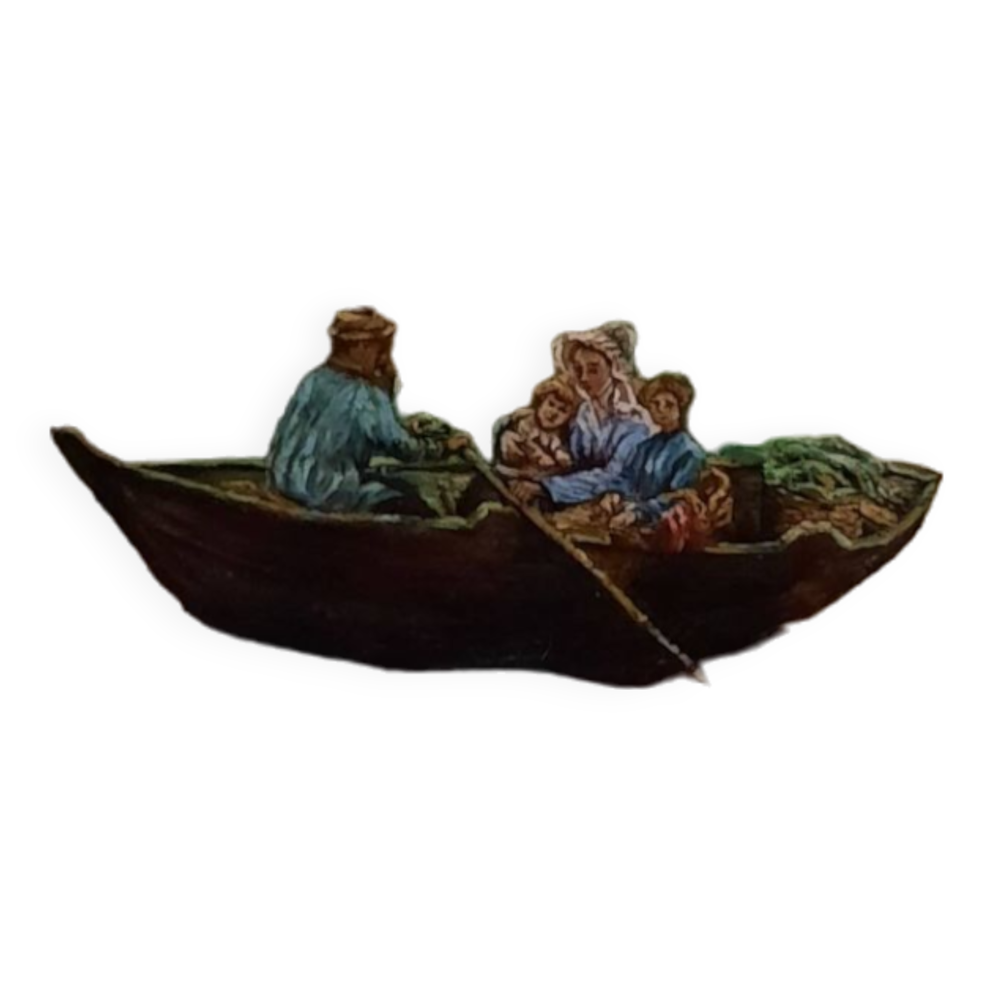 Huile sur toile "Promenade en barque"