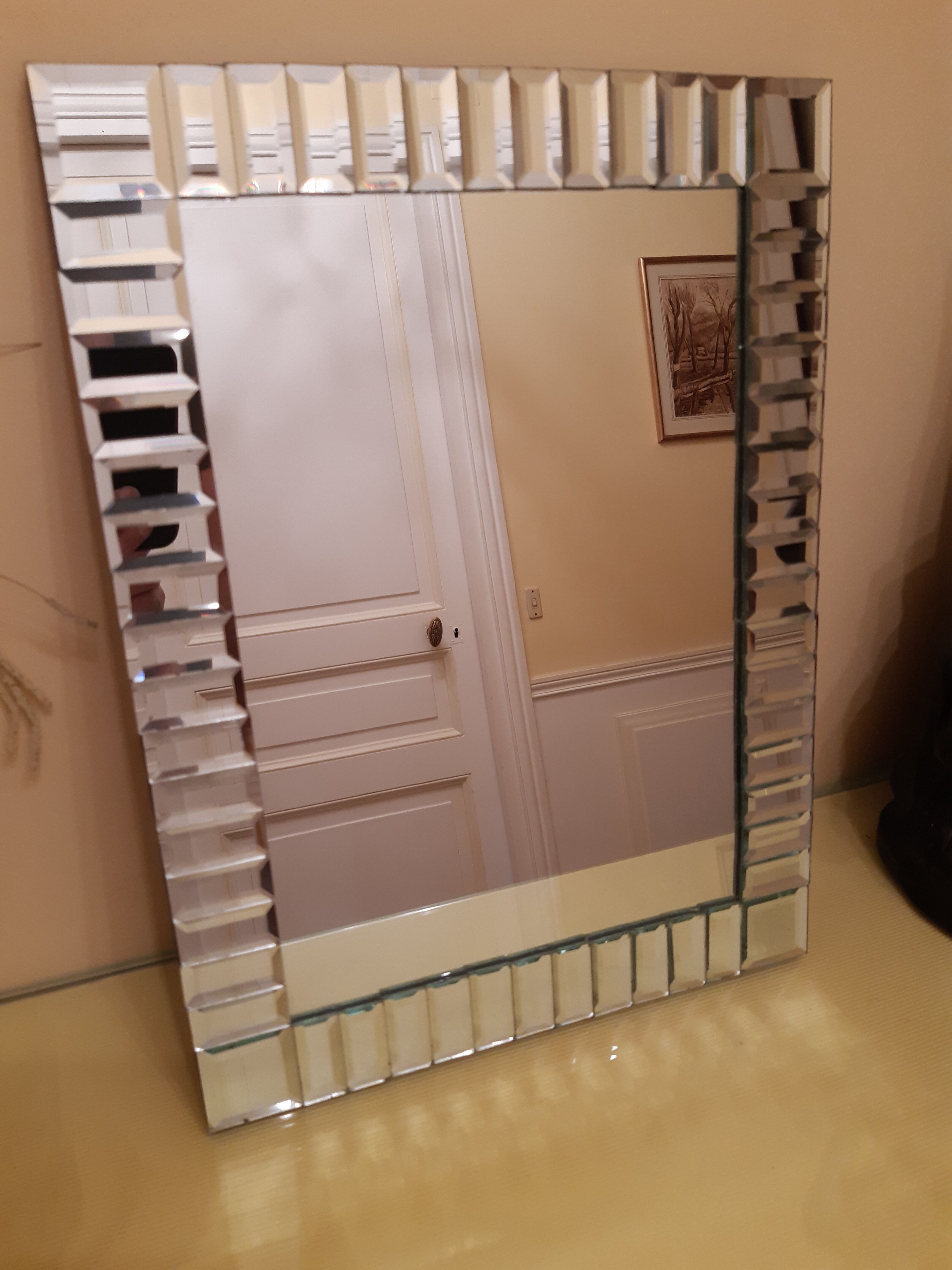 Beveled faceted mirror 40x30cm